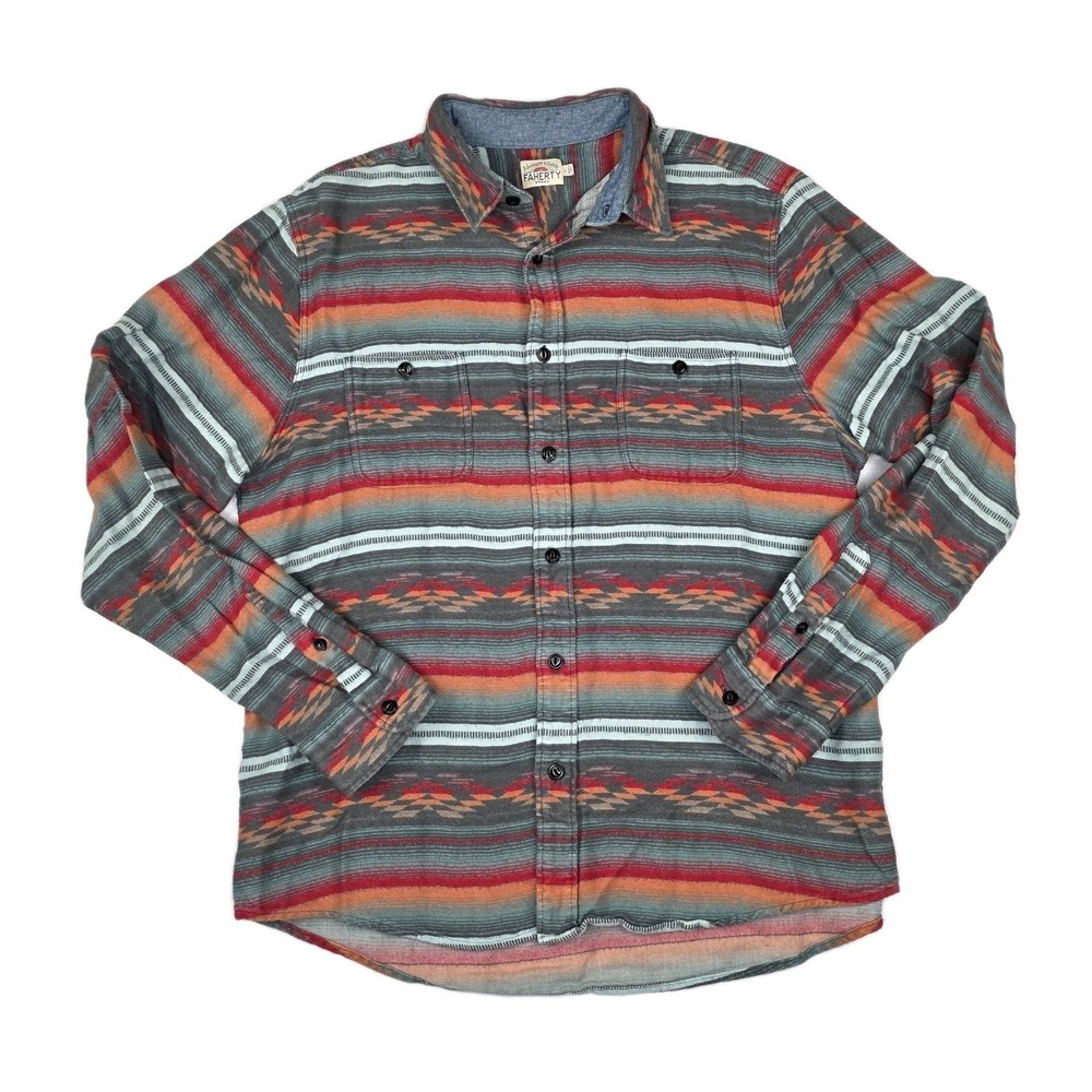 Faherty Canyon Mesa Skyline Overshirt Mens Large Multicolor Southwestern Aztec